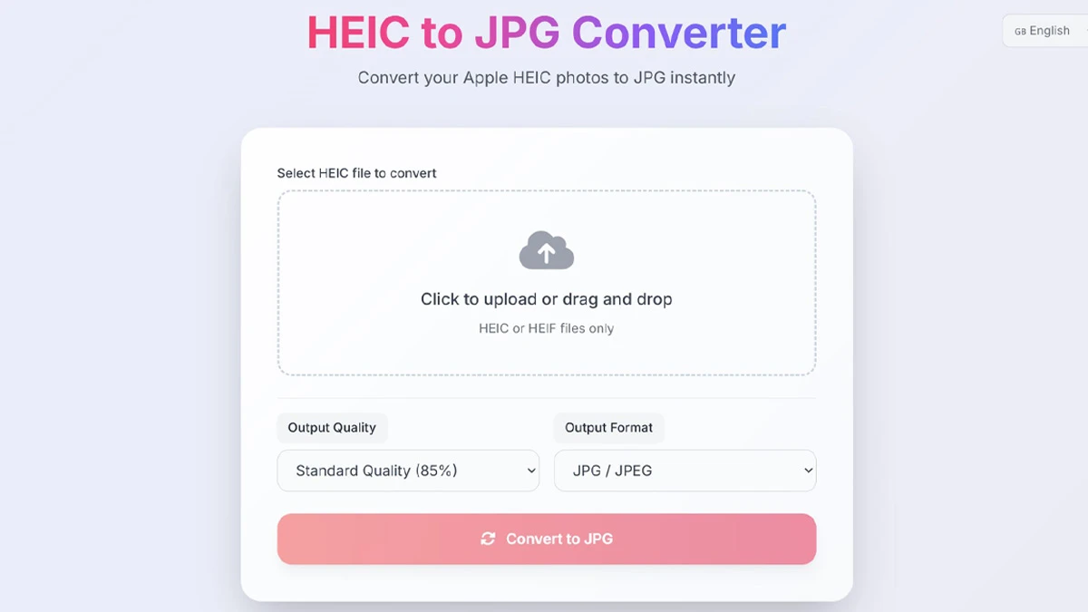 HEIC na JPG-Omskakelaar koppelvlakskermskoot - Gratis aanlyn hulpmiddel
